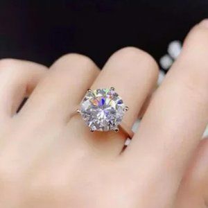 Certified 5ct. t.w. Diamond Moissanite Round Solitaire Engagement Ring NEW